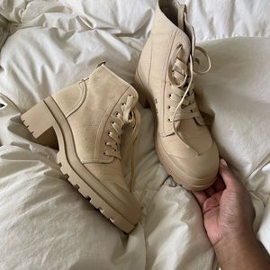 Chinese Laundry bunny canvas combat boot